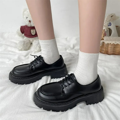 Patent Leather Slip On Platform British Tassel Casual Work Spring Flats Loafers