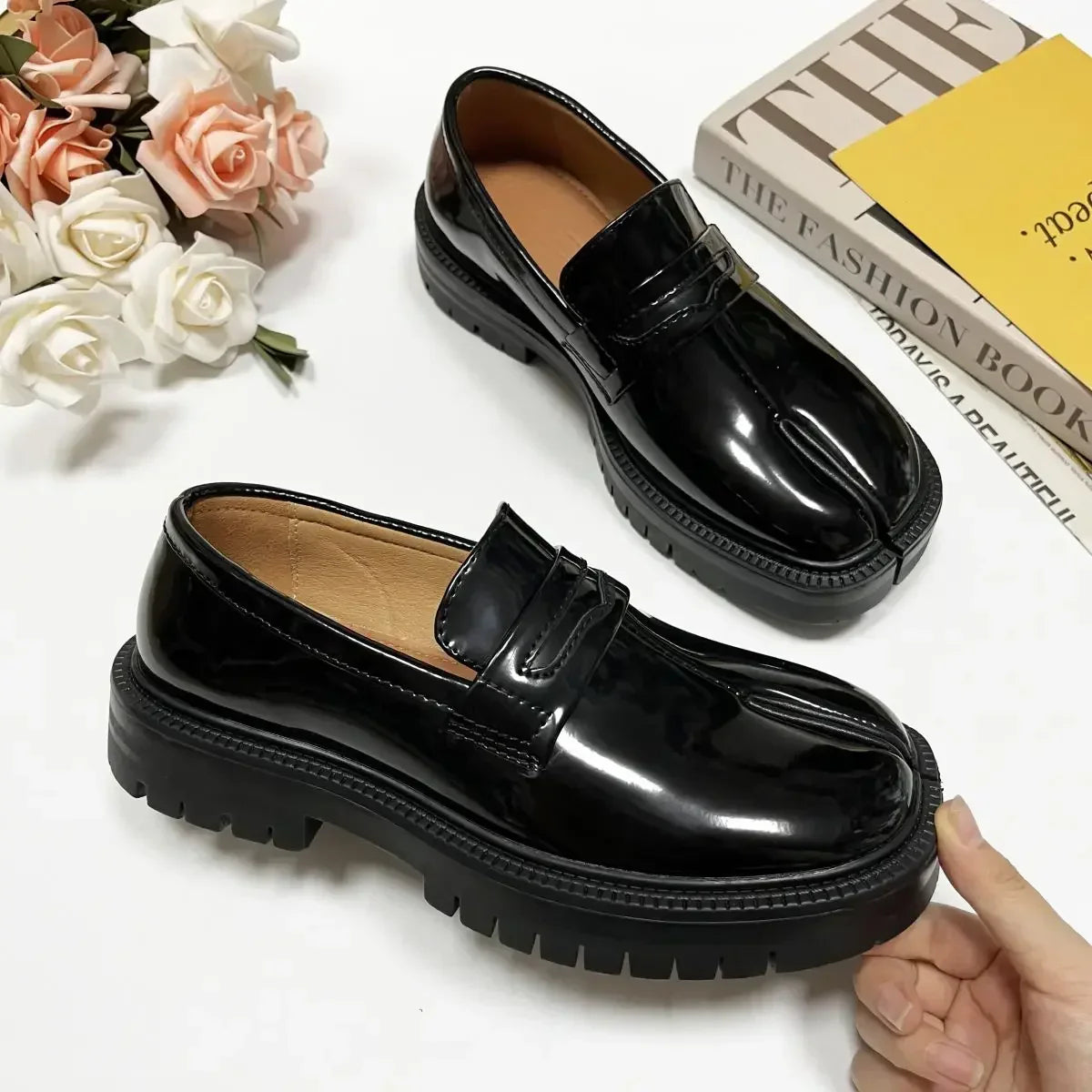 Metal Chain Buckle Platform Mary Janes Round Toe Casual Oxford Flats Loafers