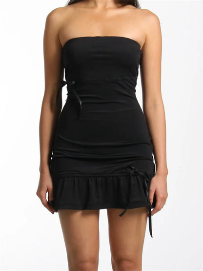 Tube Dress Off Shoulder Bow Bodycon Mini Dresses