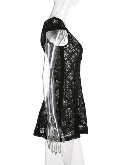 Lace Floral V-neck A-Line Mini Dresses