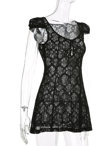 Lace Floral V-neck A-Line Mini Dresses