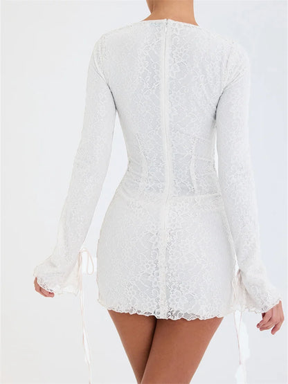 Elegant Long Sleeve Lace Bodycon Mini Dresses