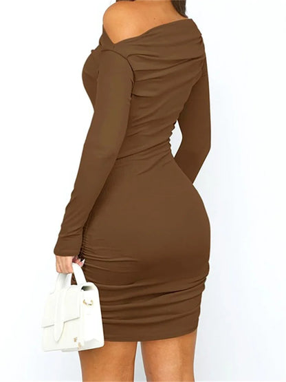 Fashion Bodycon Off Shoulder Solid Color Pencil Mini Dresses