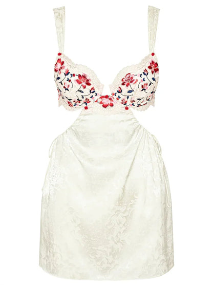 Y2K Floral Sexy Print Backless Bodycon Mini Dresses