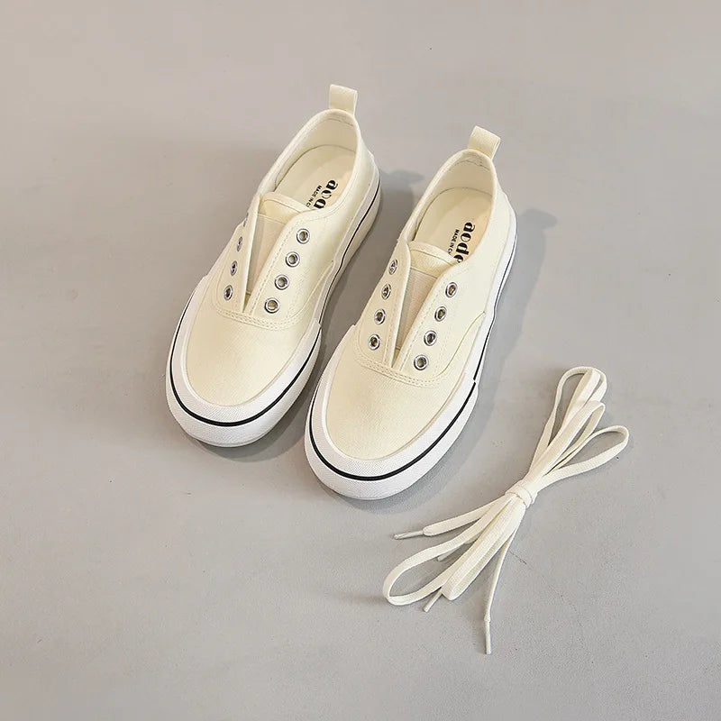 Canvas Lace Up Shallow Casual Solid Color Comfort Runner Outsole Fashion Skateboard