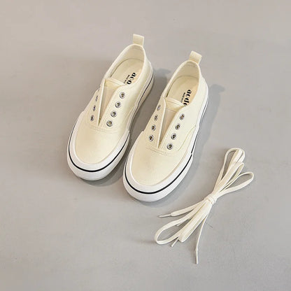 Canvas Lace Up Shallow Casual Solid Color Comfort Runner Outsole Fashion Skateboard