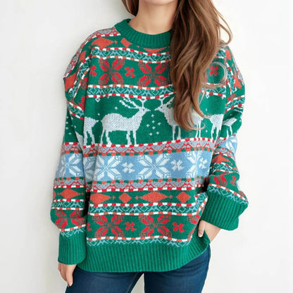 Vintage Oversized Deer Knitted Christmas Sweater