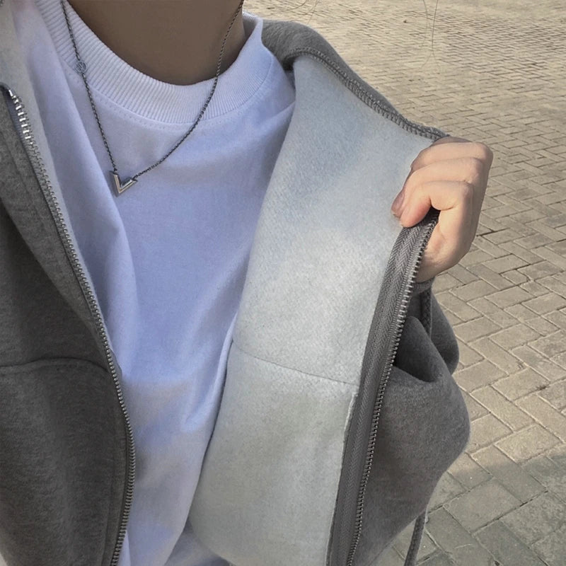 Retro Solid Oversize Zip Hoodie