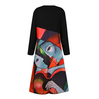 Chic V Neck Spring Summer Loose Casual Ruffle A-Line Floral Printed Bohemian Beach Dress