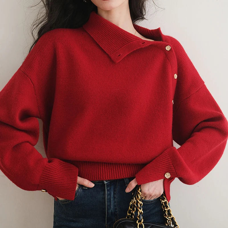 Vintage TurtleNeck Christmas Sweater with Buttons