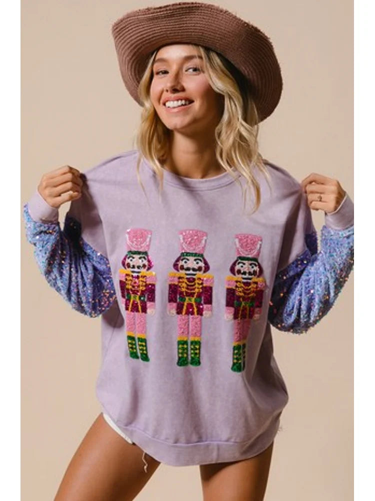 Glitter Patchwork Vintage Harajuku Slim Streetwear Christmas Hoodie