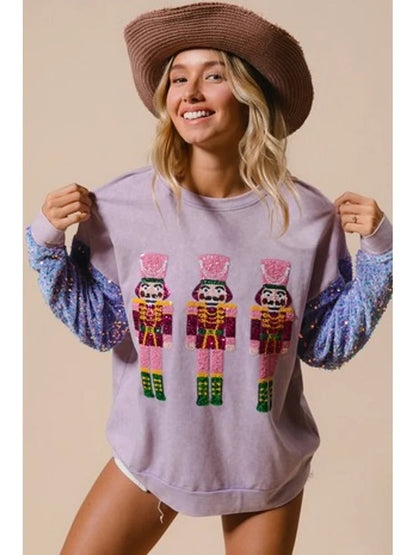 Glitter Patchwork Vintage Harajuku Slim Streetwear Christmas Hoodie