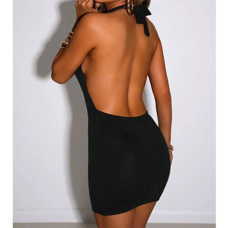 Spaghetti Strap Backless Lace Club Mini Dress