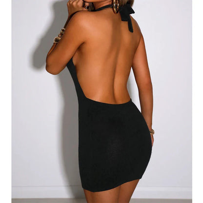 Spaghetti Strap Backless Lace Club Mini Dress