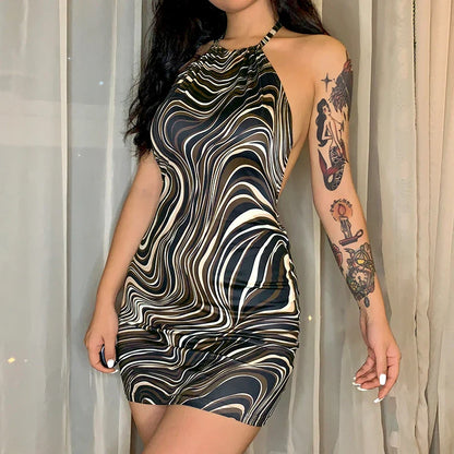 Spaghetti Strap Backless Lace Club Mini Dress