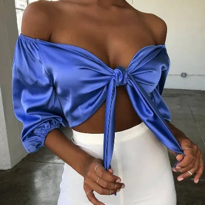 Satin Bow Sashes Crop Top Strapless