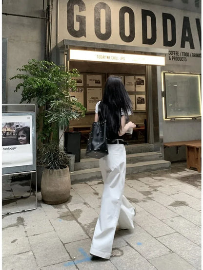 Harajuku White Cargo Vintage Korean Oversize Wide Leg Streetwear Baggy Pant