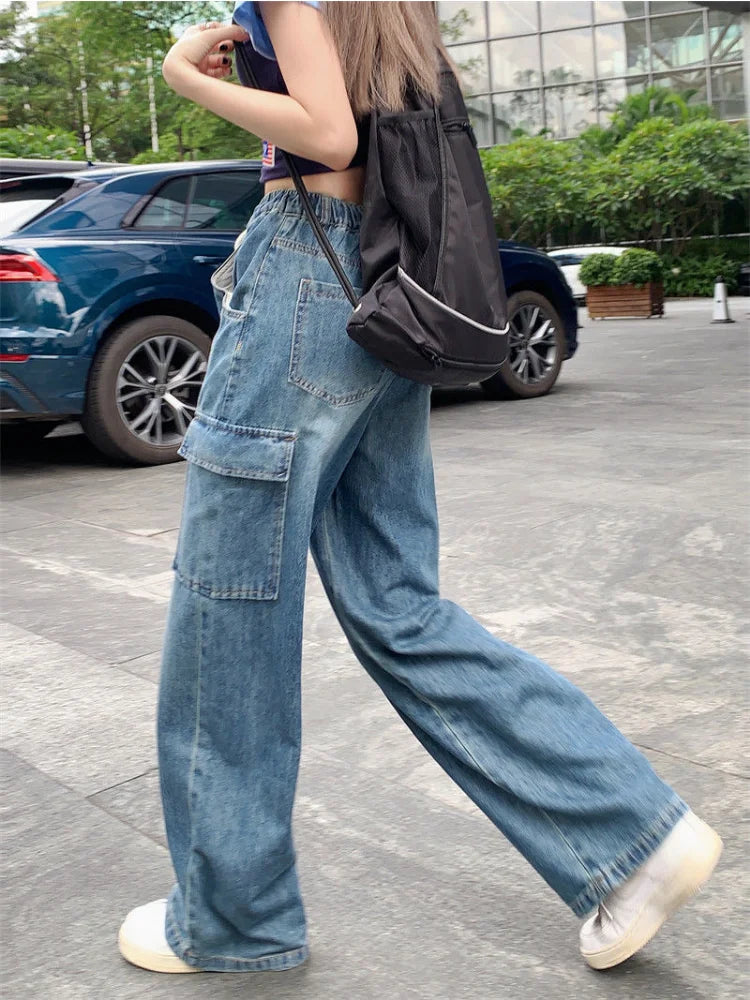 Harajuku Y2K Drawstring Baggy Streetwear Cargo Pockets Wide Leg Pant