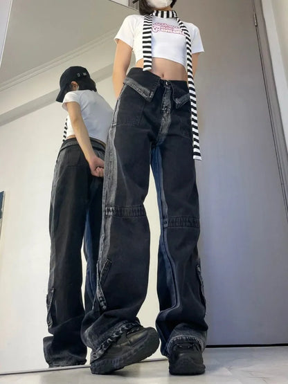 Hippie Black Trashy Distressed Denim Vintage High Waist Wide Leg Pant