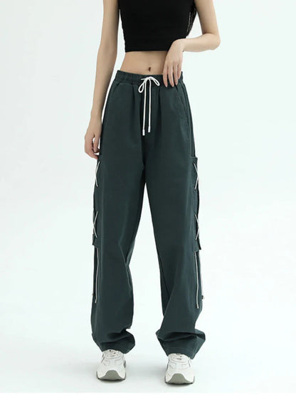 Hippie Harajuku Green Cargo American Vintage Streetwear Oversize Pant