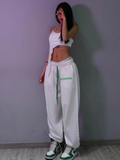 Gray Jogging Sweatpants Women Korean Fashion Oversize Loose Pant