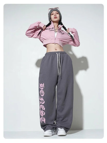 Streetwear Gray Oversize Y2K Sweatpants Vintage Harajuku Letter Jogging Sports Pant