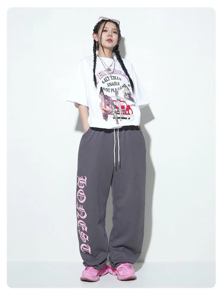 Streetwear Gray Oversize Y2K Sweatpants Vintage Harajuku Letter Jogging Sports Pant