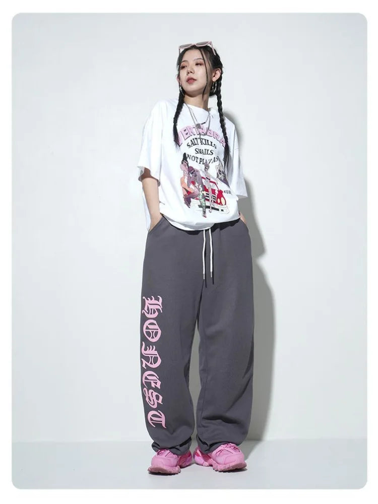 Streetwear Gray Oversize Y2K Sweatpants Vintage Harajuku Letter Jogging Sports Pant
