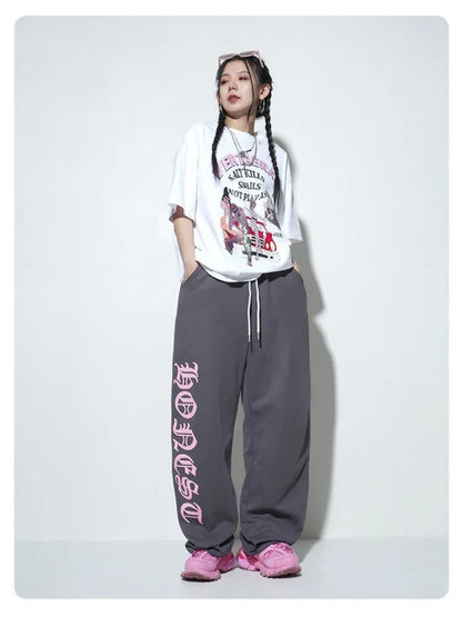 Streetwear Gray Oversize Y2K Sweatpants Vintage Harajuku Letter Jogging Sports Pant