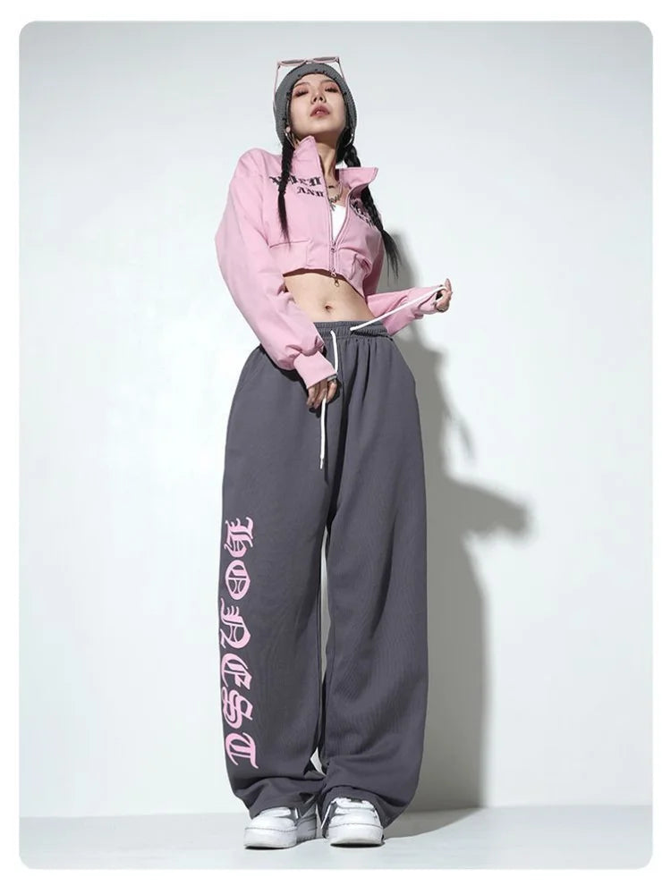 Streetwear Gray Oversize Y2K Sweatpants Vintage Harajuku Letter Jogging Sports Pant