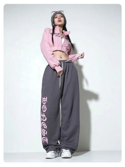 Streetwear Gray Oversize Y2K Sweatpants Vintage Harajuku Letter Jogging Sports Pant