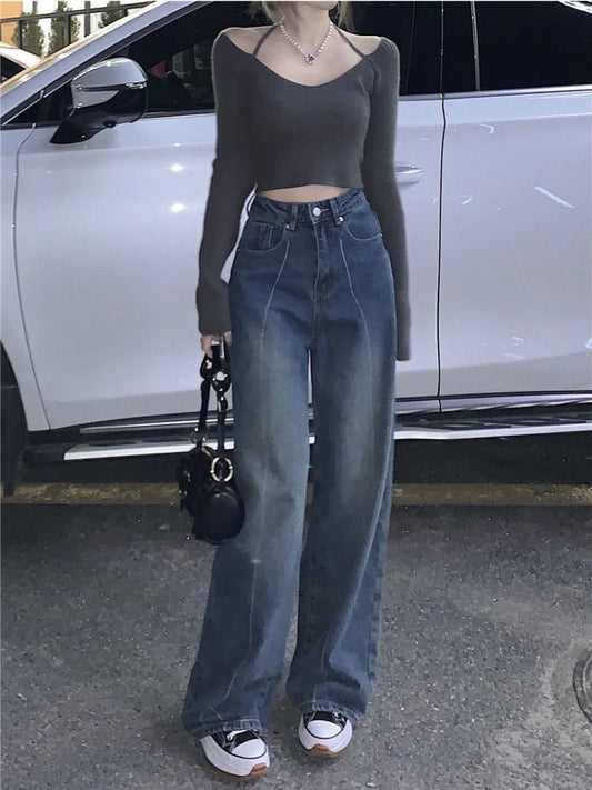 Baggy Women Y2K Streetwear Oversize Distressed Wide Leg Denim Pant