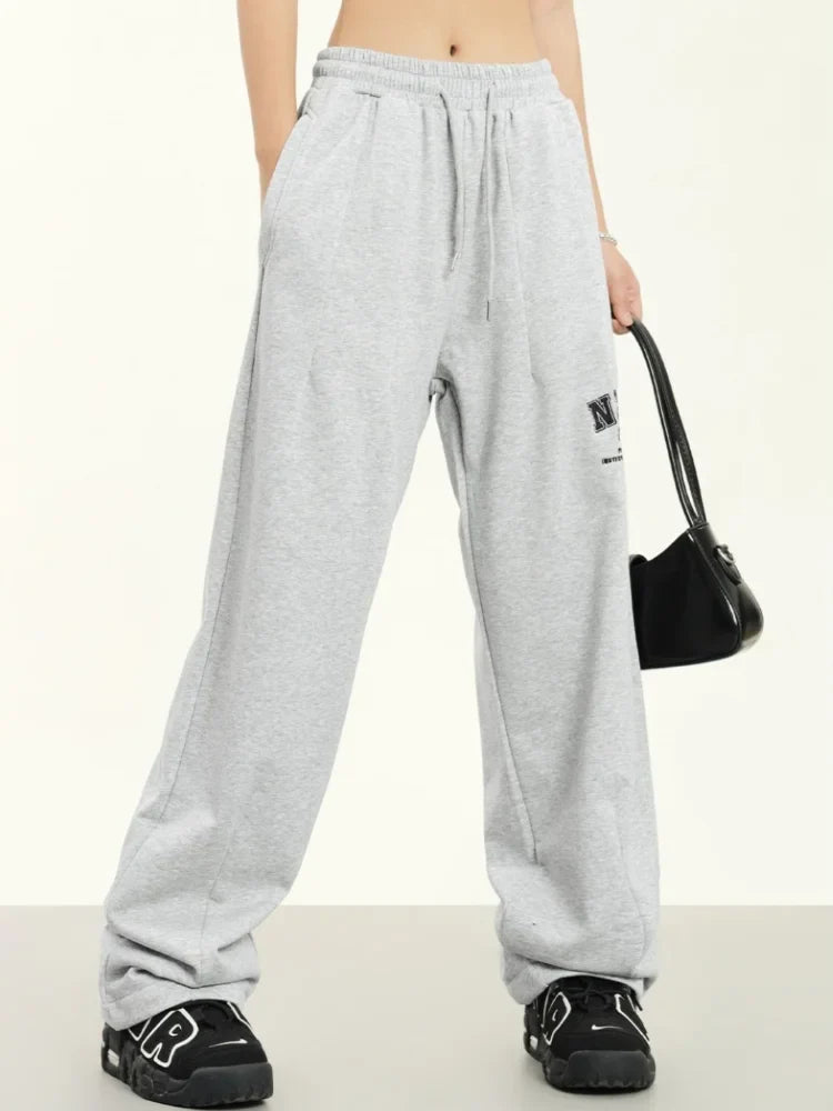 Vintage Hippie Letter Track Korean Style Jogging Sweatpants Wide Leg Pant