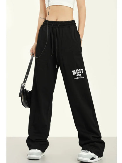 Vintage Hippie Letter Track Korean Style Jogging Sweatpants Wide Leg Pant