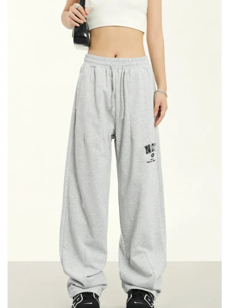 Vintage Hippie Letter Track Korean Style Jogging Sweatpants Wide Leg Pant
