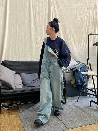 Vintage Kpop Baggy Hippie Denim Overalls Harajuku Korean Streetwear Oversize Cargo Pant