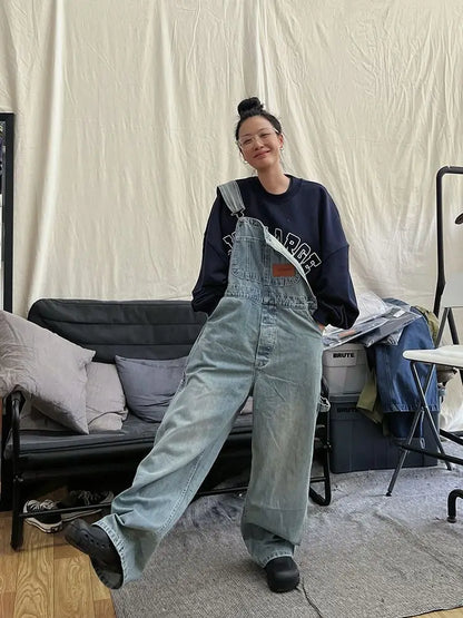 Vintage Kpop Baggy Hippie Denim Overalls Harajuku Korean Streetwear Oversize Cargo Pant
