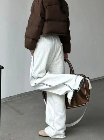 Vintage Red Straight Japanese Y2K Casual Sweatpants Winter Warm Harajuku Jogging Pant