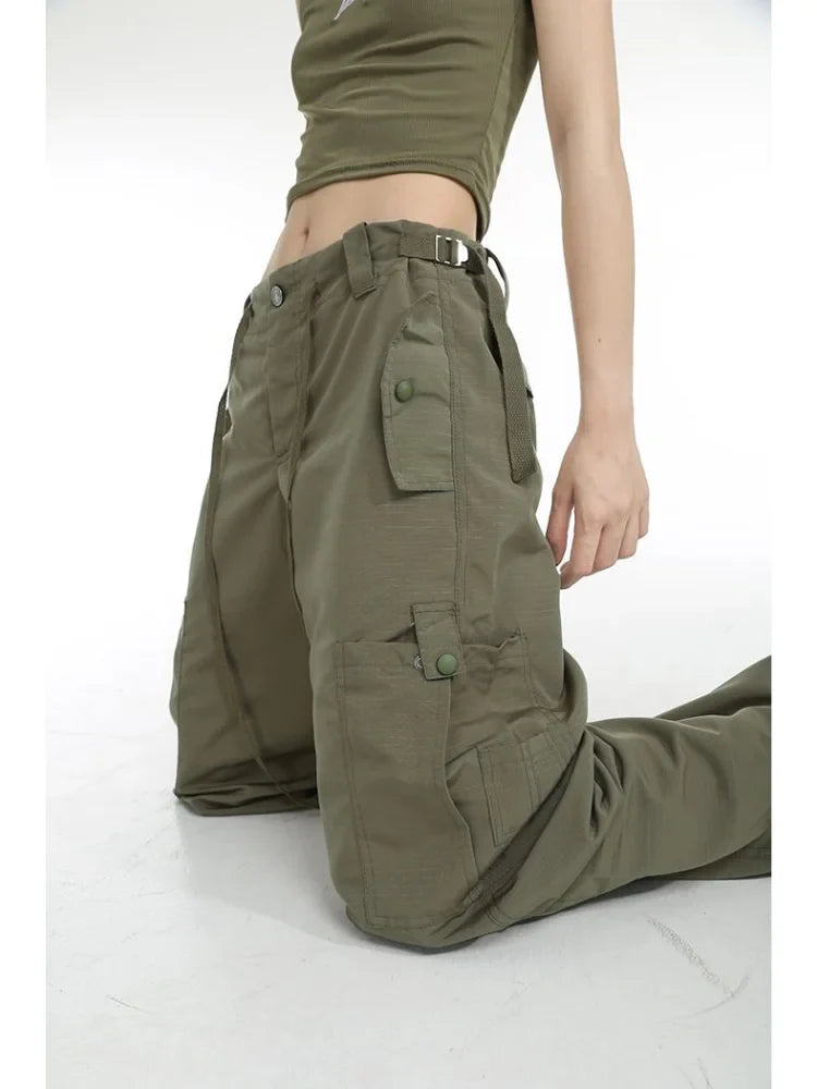 Retro Y2K Cargo Women High Street Drawstring Wide Leg Aesthetic Pant