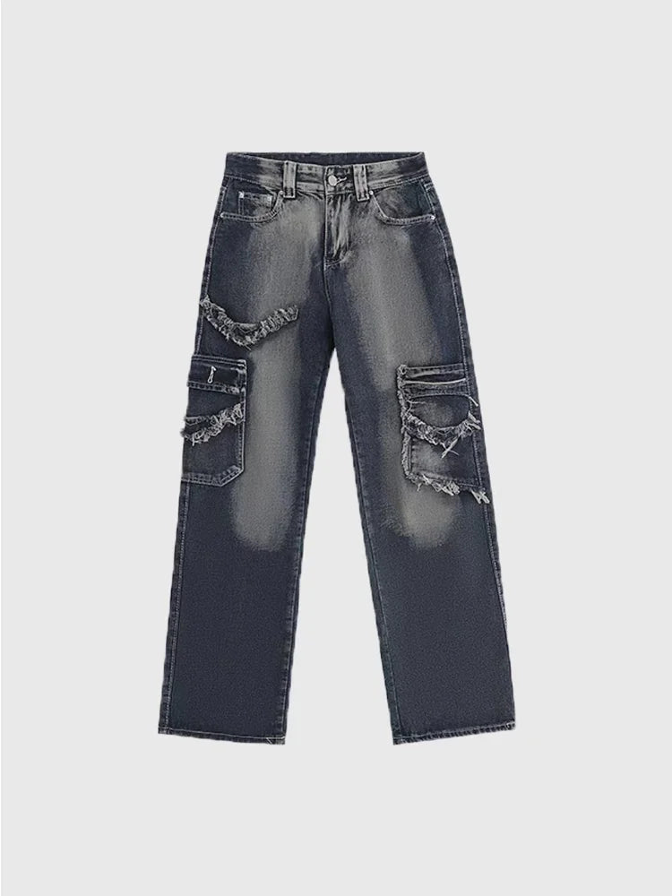 Vintage Streetwear Baggy Cargo Hippie Grunge Distressed Oversized Korean Pant