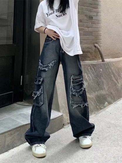 Vintage Streetwear Baggy Cargo Hippie Grunge Distressed Oversized Korean Pant