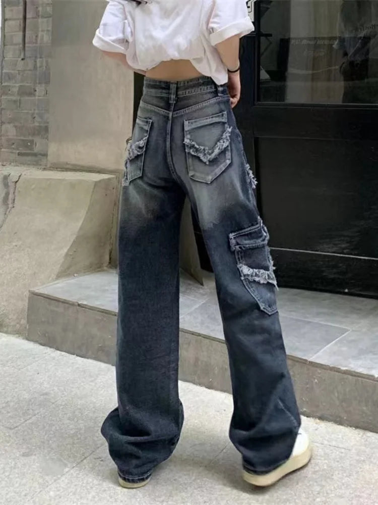 Vintage Streetwear Baggy Cargo Hippie Grunge Distressed Oversized Korean Pant