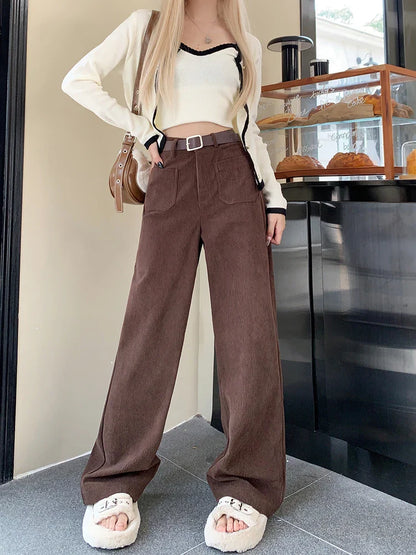 Vintage Wide Leg Brown Corduroy Japanese Style Oversize Solid Pant