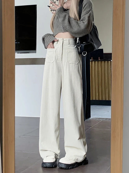 Vintage Wide Leg Brown Corduroy Japanese Style Oversize Solid Pant