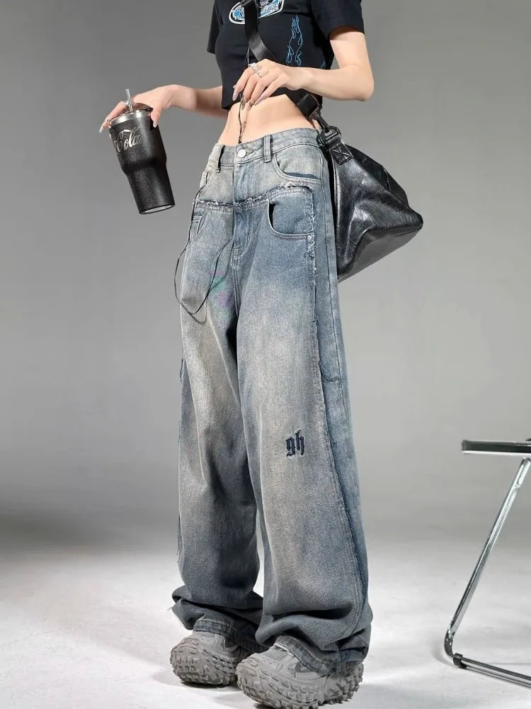 Grunge Korean Style 90s Baggy Women Vintage Y2K Oversize Denim Pant