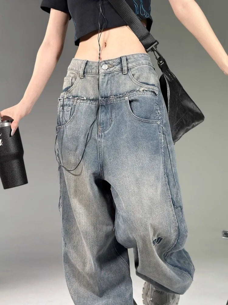 Grunge Korean Style 90s Baggy Women Vintage Y2K Oversize Denim Pant