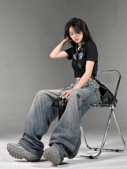 Grunge Korean Style 90s Baggy Women Vintage Y2K Oversize Denim Pant