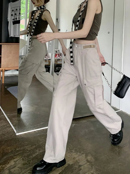 Vintage Y2K Beige Cargo Hip Hop Oversized Baggy American Retro Streetwear Pant