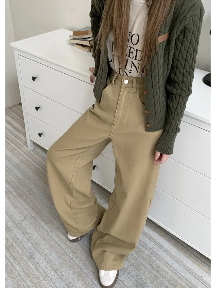 Khaki Oversize Y2K Cargo Harajuku Baggy Kpop High Waist Slacks Pant