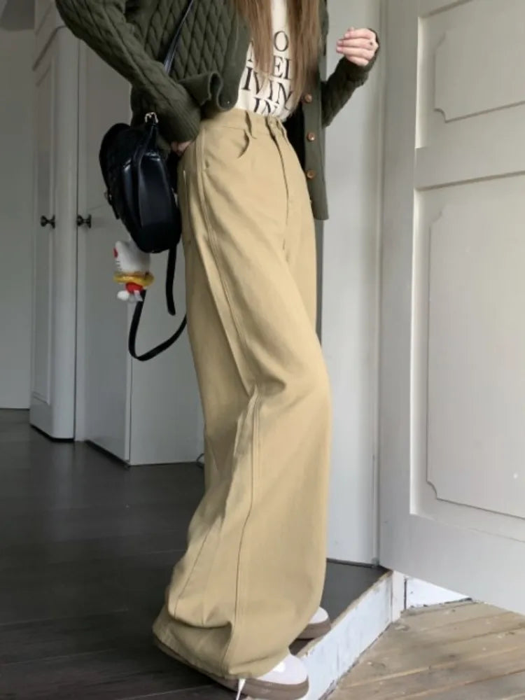Khaki Oversize Y2K Cargo Harajuku Baggy Kpop High Waist Slacks Pant